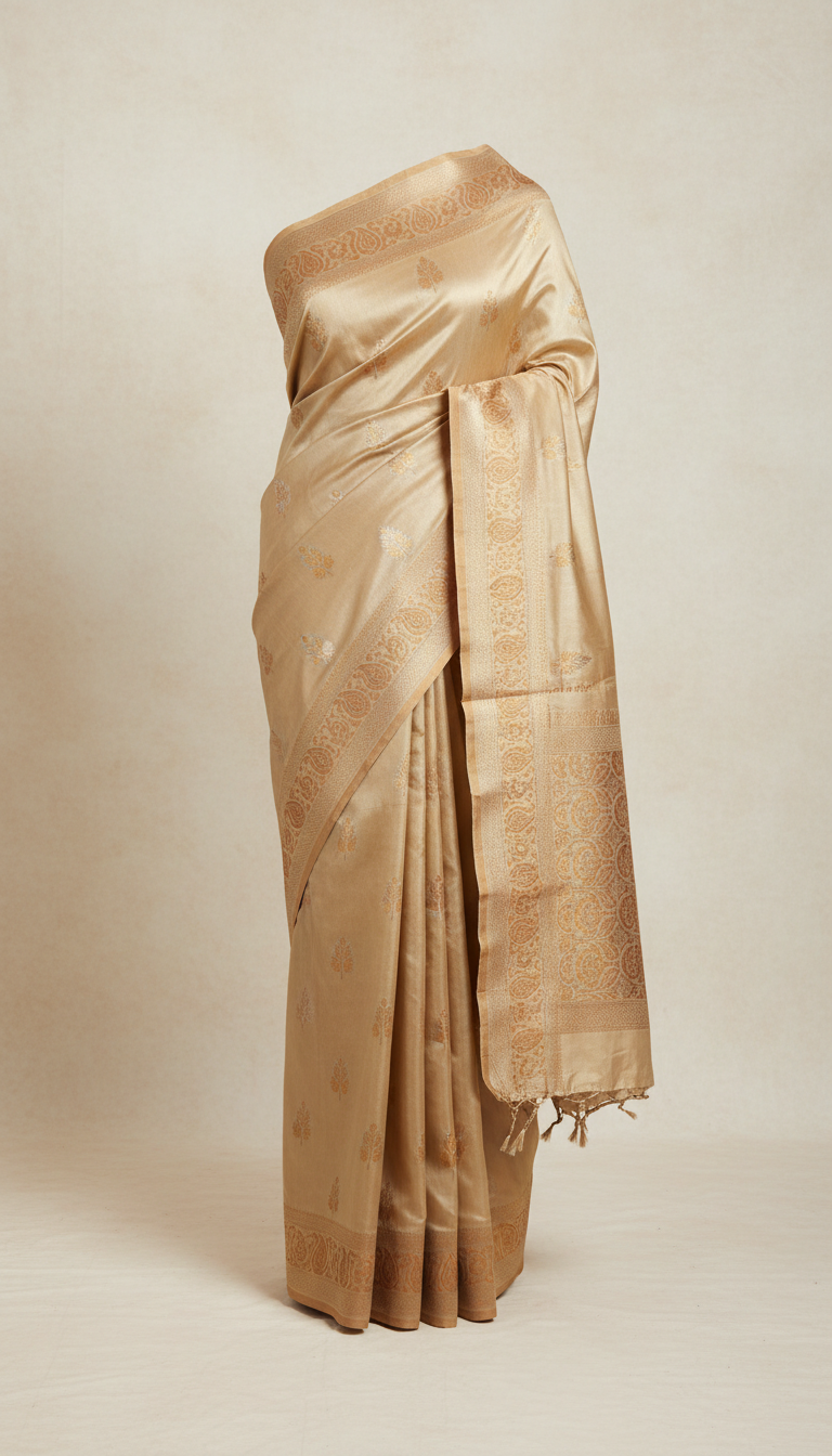 Champagne silk Banarasi saree