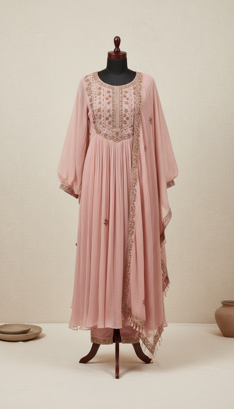 Rose quartz chiffon suit set